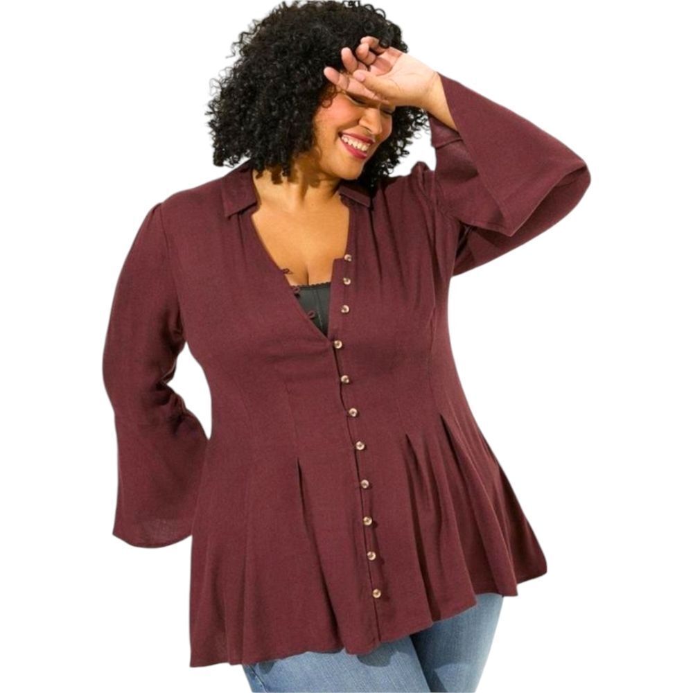 TORRID FITβ& FLARE Brushed Rayon Tie-Up back detail Acrylic Top Size 1X - Picture 2 of 15